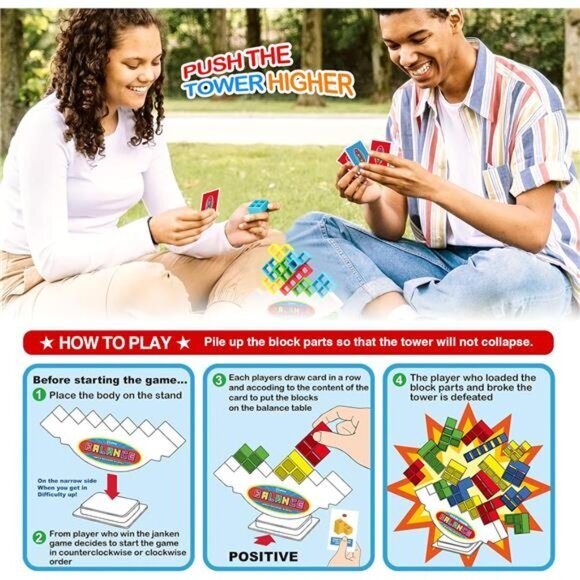 32 Pcs Tetra Balance Tower Stacking Building Blocks Board Game for Kids & Adult - Picture 3 of 5